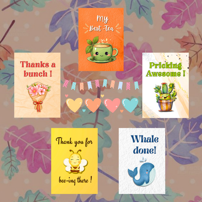 Set of 5 Appreciation  Cards