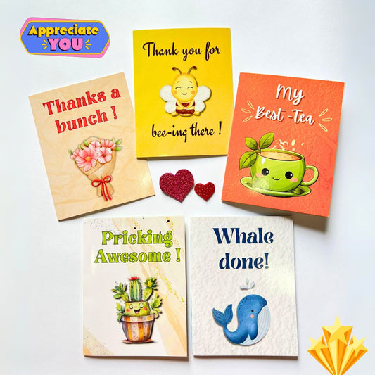 Set of 5 Appreciation  Cards